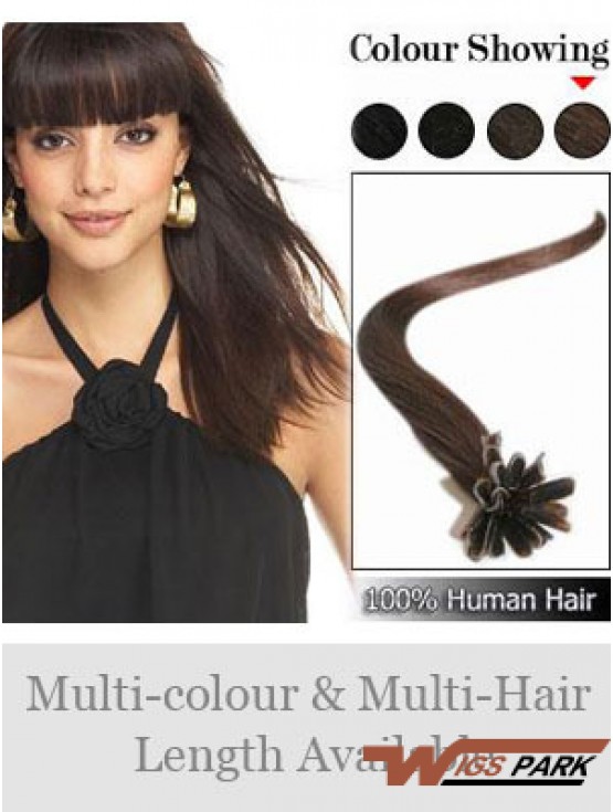 Brown Straight High Quality Nail/U Tip Hair Extensions