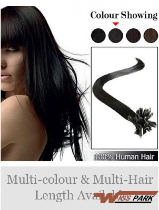 Black Straight Sleek Nail/U Tip Hair Extensions