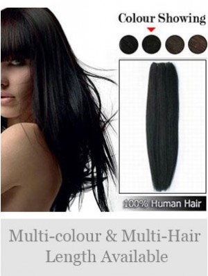 Straight Remy Real Hair Black Comfortable Weft Extensions