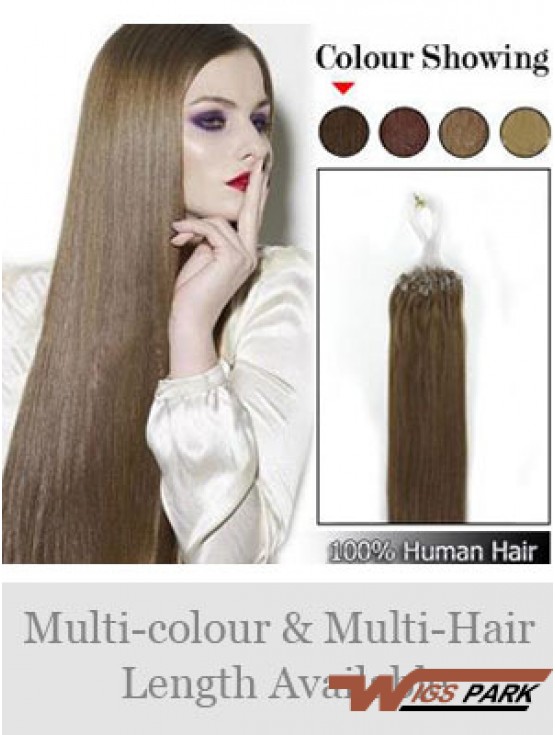 Fabulous Brown Straight Micro Loop Ring Hair Extensions