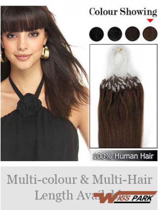 Flexibility Brown Straight Micro Loop Ring Hair Extensions