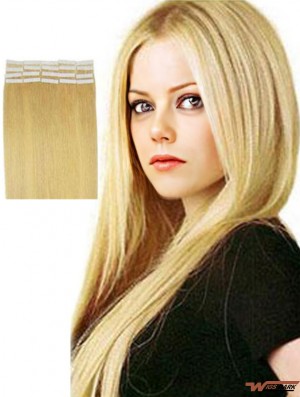 Blonde Straight No-Fuss Remy Real Hair Tape In Hair Extensions