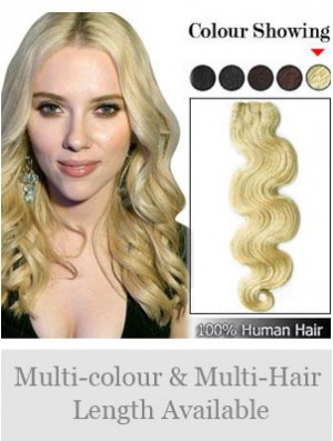 Wavy Remy Real Hair Blonde Fashionable Weft Extensions