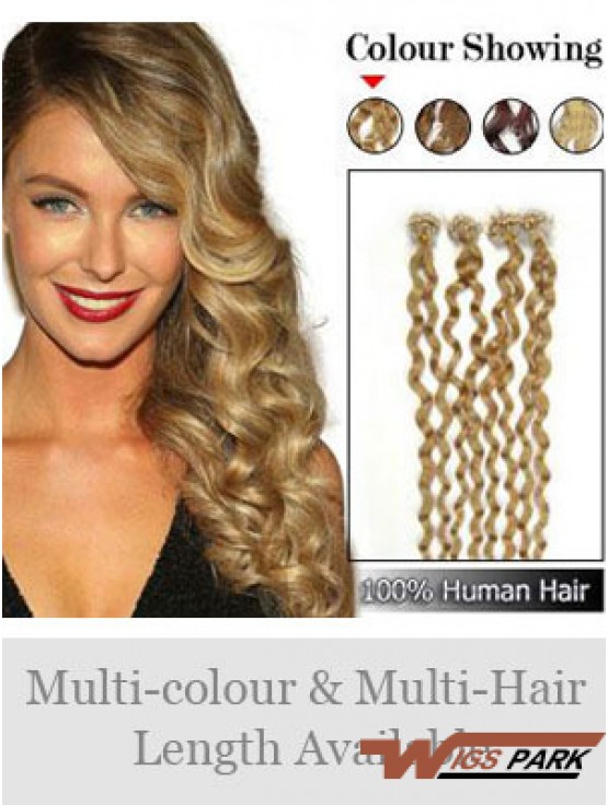 Hairstyles Brown Curly Micro Loop Ring Hair Extensions