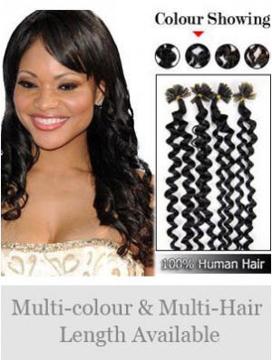 Black Curly Trendy Nail/U Tip Hair Extensions