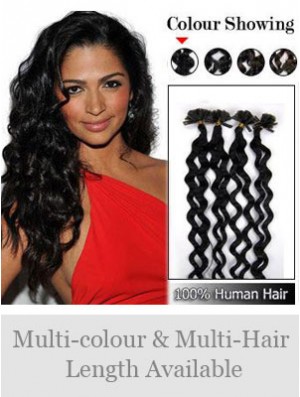 Black Curly New Nail/U Tip Hair Extensions