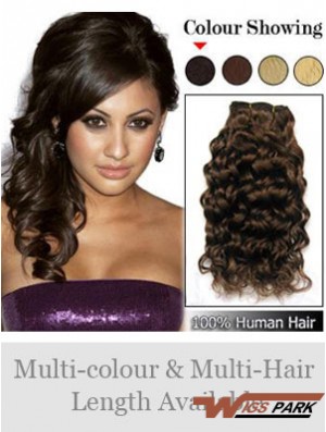 Curly Remy Real Hair Brown Online Weft Extensions