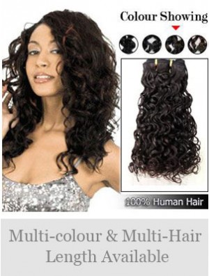 Curly Remy Real Hair Black Modern Weft Extensions