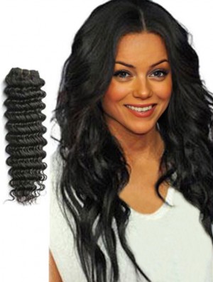 Wavy Remy Real Hair Black Flexibility Weft Extensions