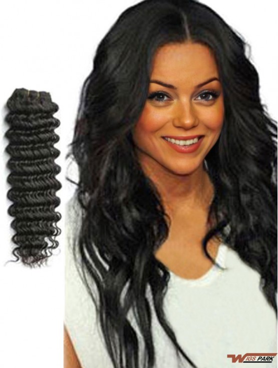 Wavy Remy Real Hair Black Flexibility Weft Extensions