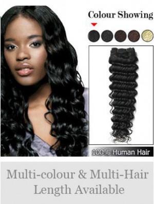 Wavy Remy Real Hair Black Designed Weft Extensions