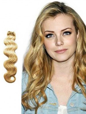 Wavy Remy Real Hair Blonde Beautiful Weft Extensions