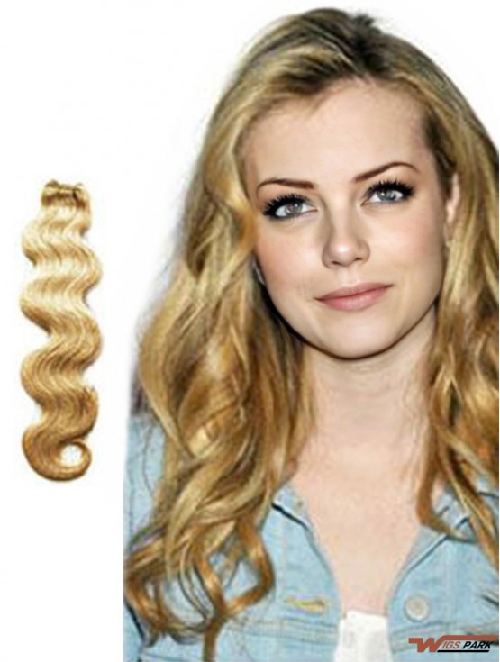 Wavy Remy Real Hair Blonde Beautiful Weft Extensions