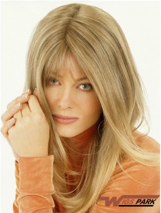 Wig Falls Long Length Straight Style Blonde Color